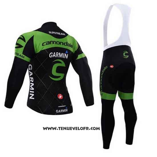 2015 Maillot Ciclismo Cannondale Vert et Noir Manches Longues et Cuissard